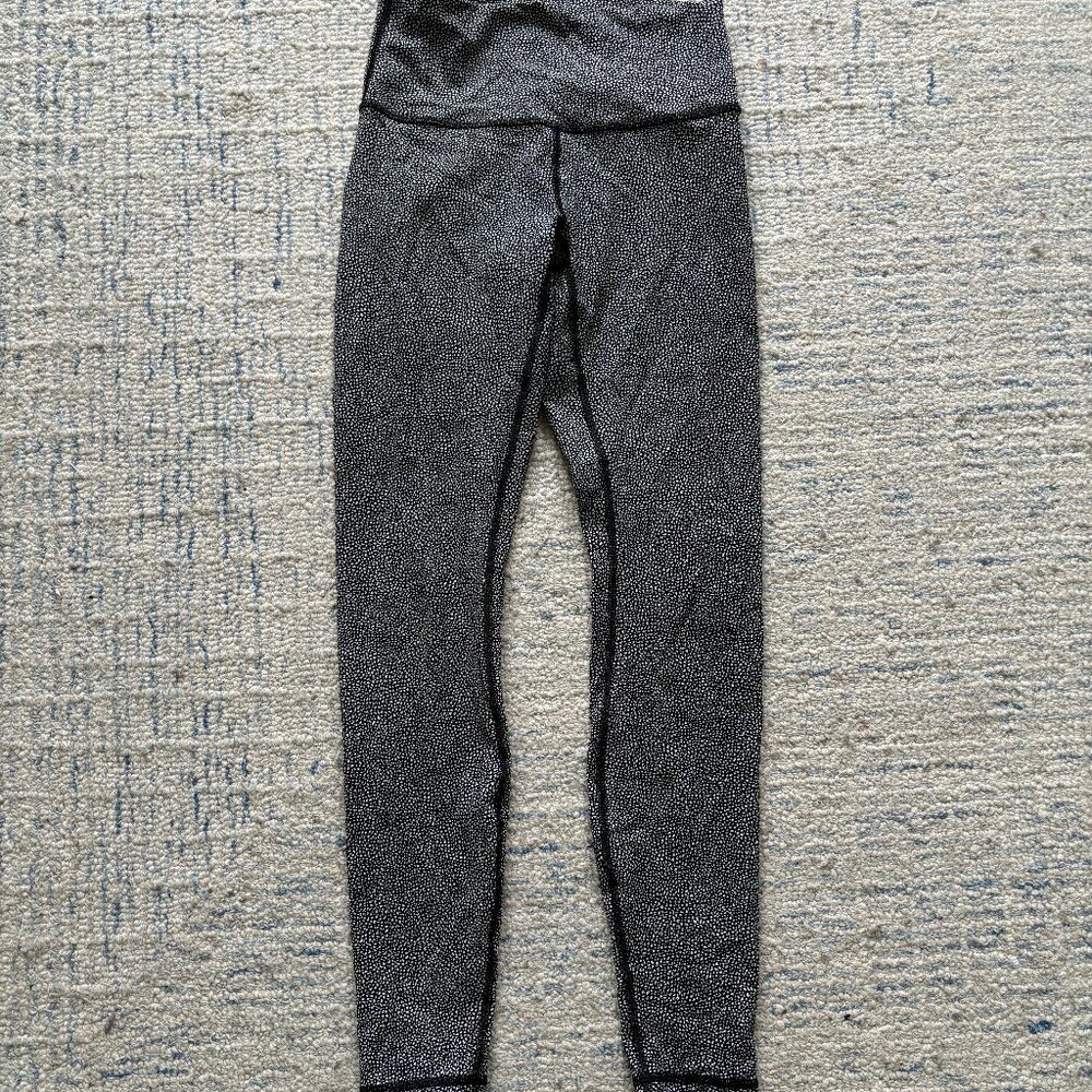 Lululemon Wunder Train Black and White Speckled Leggings 28" Size 4
